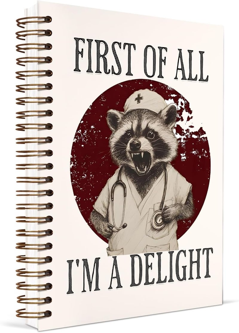 KDHTY Funny Raccoon Stethoscope Medical Notebook,Funny Office Notebook Raccoon Gifts Nurse Notebook,Cute Gifts for Nurses Students,Funny Office Supplies Doctor Nurse Notebook,Future Nurseing Doctor Gift,5.5x8.3 in - Image 1